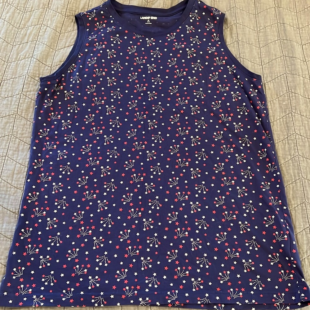 LANDS’ END Women’s Navy Fireworks Tank Top Sz M 10-12